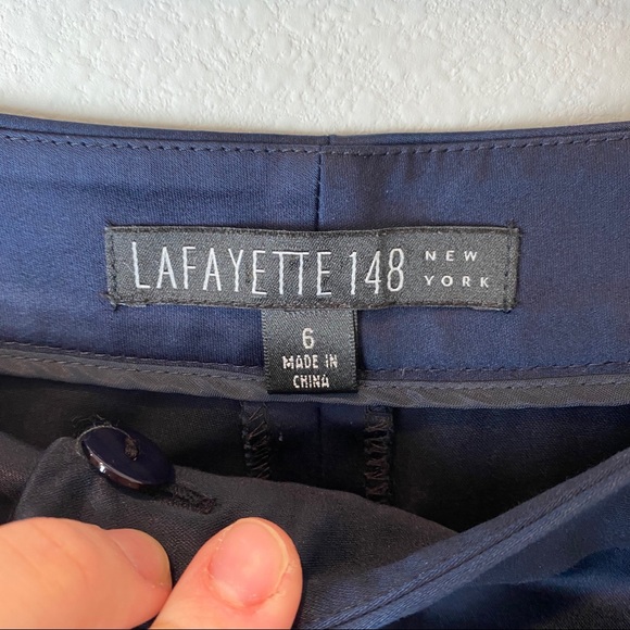 LAFAYETTE 148 Flat Front Trousers Navy - Picture 6 of 7